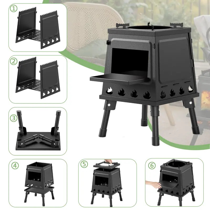 ⏳Time-Limited Special⏰🏕️Portable Wood Burning Rocket Stove – 16 vent holes create super-efficient airflow, boils water in minutes. Heavy-duty cast iron holds heat – no more waiting around for a cuppa! ☕✨