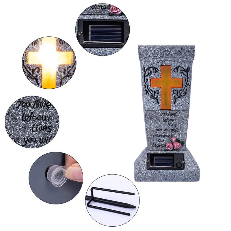 🪔 50% OFF! 💐Solar LED Grave Vase with Ground Spike for Cemetery Headstones – Memorial Flower Holder