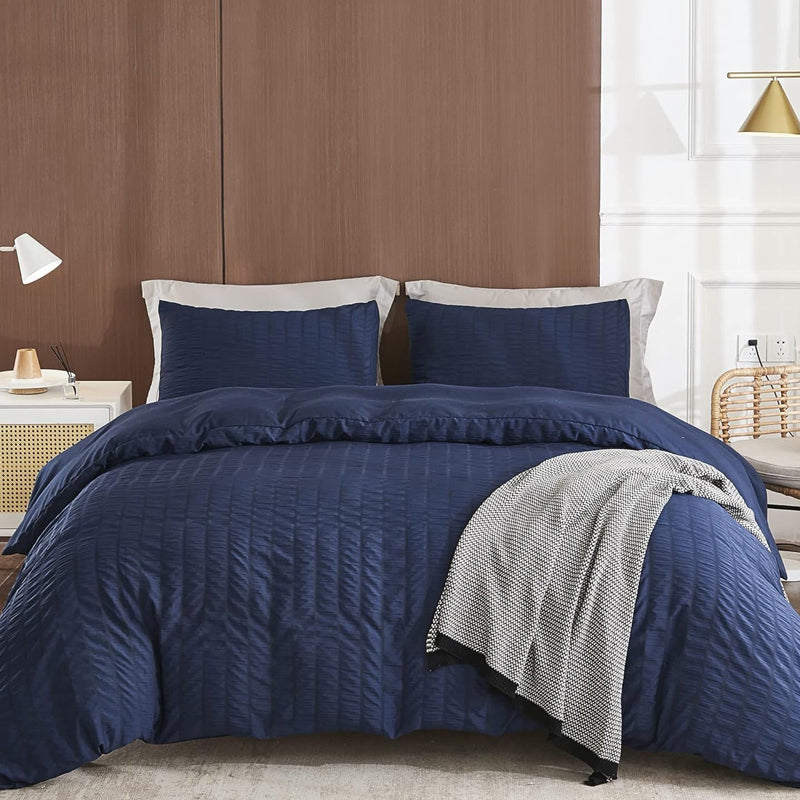 🔥50% OFF🔥Luxury Seersucker Textured Bedding 4-Piece Set – Cool, Stylish & All Season!