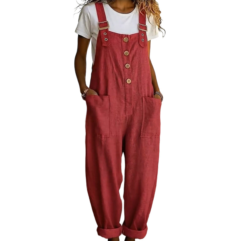 ๐ 50% OFF NOW! ๐ฟ Women's Casual Button-Front Overalls โ Adjustable Straps, Breathable Fabric & Relaxed Fit โจ