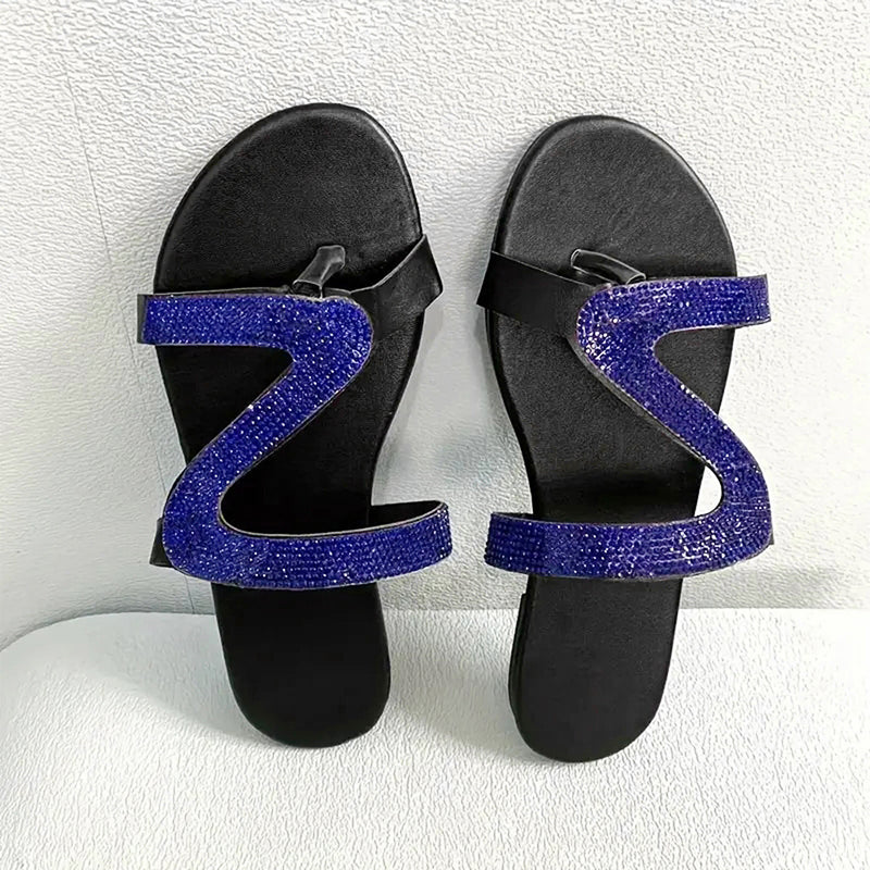 ๐ฅ๐ก 50% OFF! Rhinestone Slide Sandals โ flat, cushioned, glamorous โ perfect for beach, brunch & everyday chic. ๐๐จ