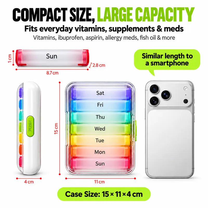 ⏳ LIMITED-TIME 50% OFF! 💊 7-Day Detachable Pill Organizer – Colour Coded, Portable & Light Resistant, Stay Organised All Week ✨