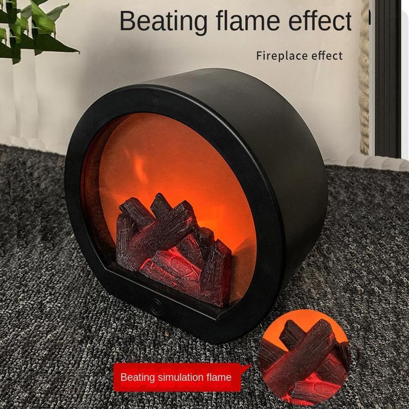 🔥Smart Touch Electric Fireplace Lamp, Decorative Fireplace Lantern LED Light, Simulation Light with Touching Switch, USB/Battery Powered Fireplace Light for Home Room Decor