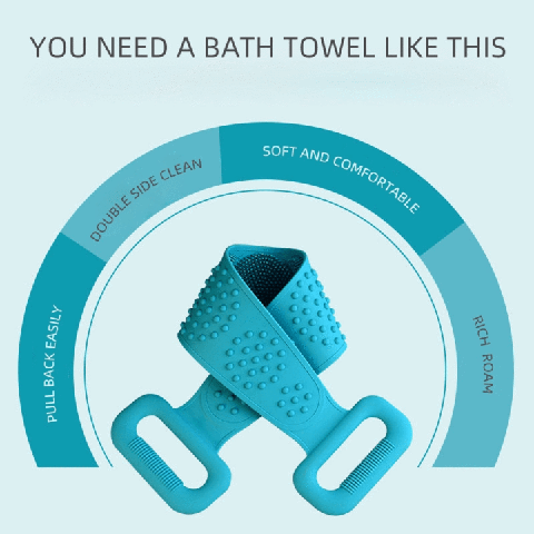 🧼Double-Sided Silicone Back Scrubber, Exfoliating Body Brush Strap, Gentle Bathing Accessory for All Skin Types, Body Brush for Showering, Flexible Silicone Body Brushes