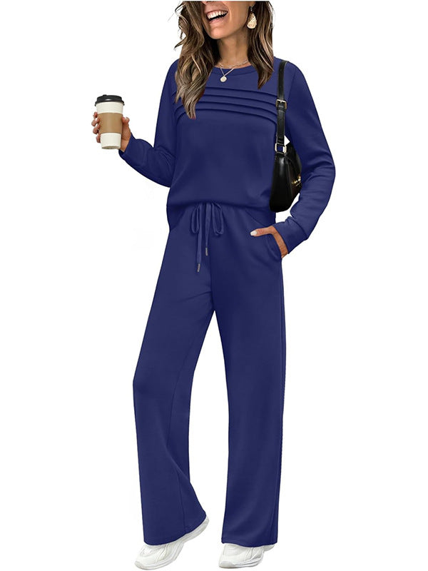 🥳2026 HOT SALE🥳💞60K+ SOLD!✨Women's Crew Neck Top & Drawstring Pants Set