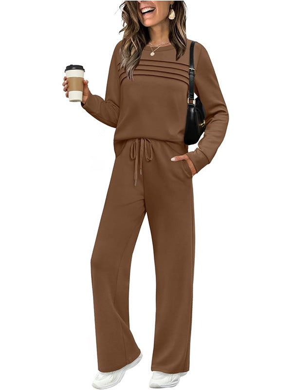 🥳2026 HOT SALE🥳💞60K+ SOLD!✨Women's Crew Neck Top & Drawstring Pants Set