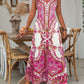 👗Women’s Retro Print V-Neck Sleeveless Maxi Dress