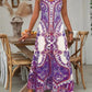 👗Women’s Retro Print V-Neck Sleeveless Maxi Dress