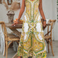 👗Women’s Retro Print V-Neck Sleeveless Maxi Dress