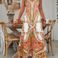 👗Women’s Retro Print V-Neck Sleeveless Maxi Dress