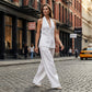 Women's Halter V-Neck Sleeveless Top & Wide Leg Pants 2 Piece Set