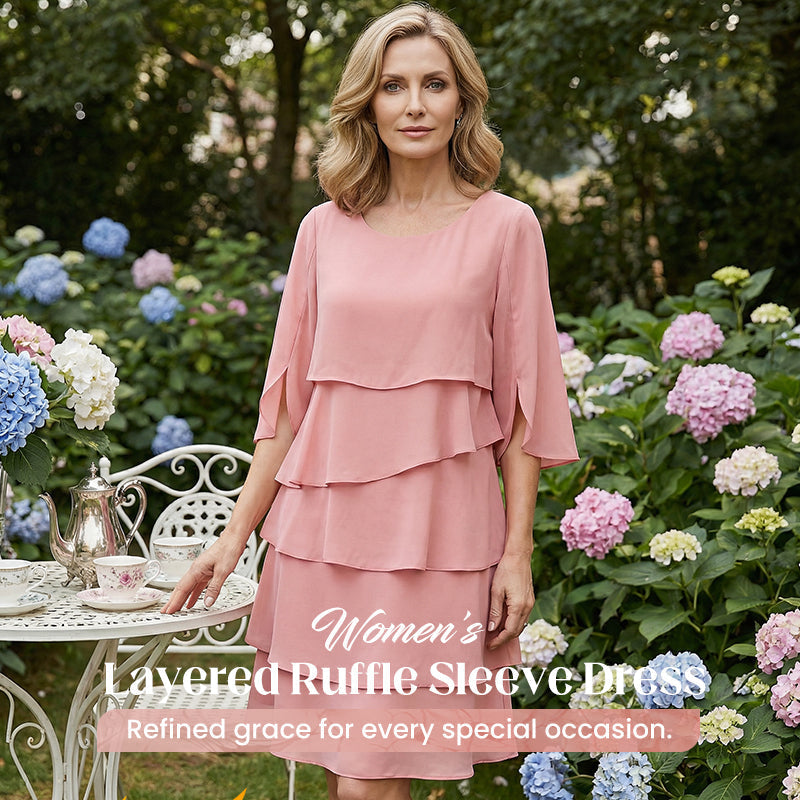 🌸Spring Sale 59% OFF🎁👗Women's Elegant Layered Ruffle Sleeve Dress – Effortless Style for Every Occasion💃