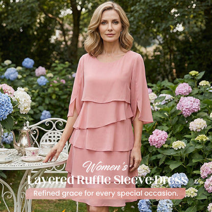 🌸Spring Sale 59% OFF🎁👗Women's Elegant Layered Ruffle Sleeve Dress – Effortless Style for Every Occasion💃