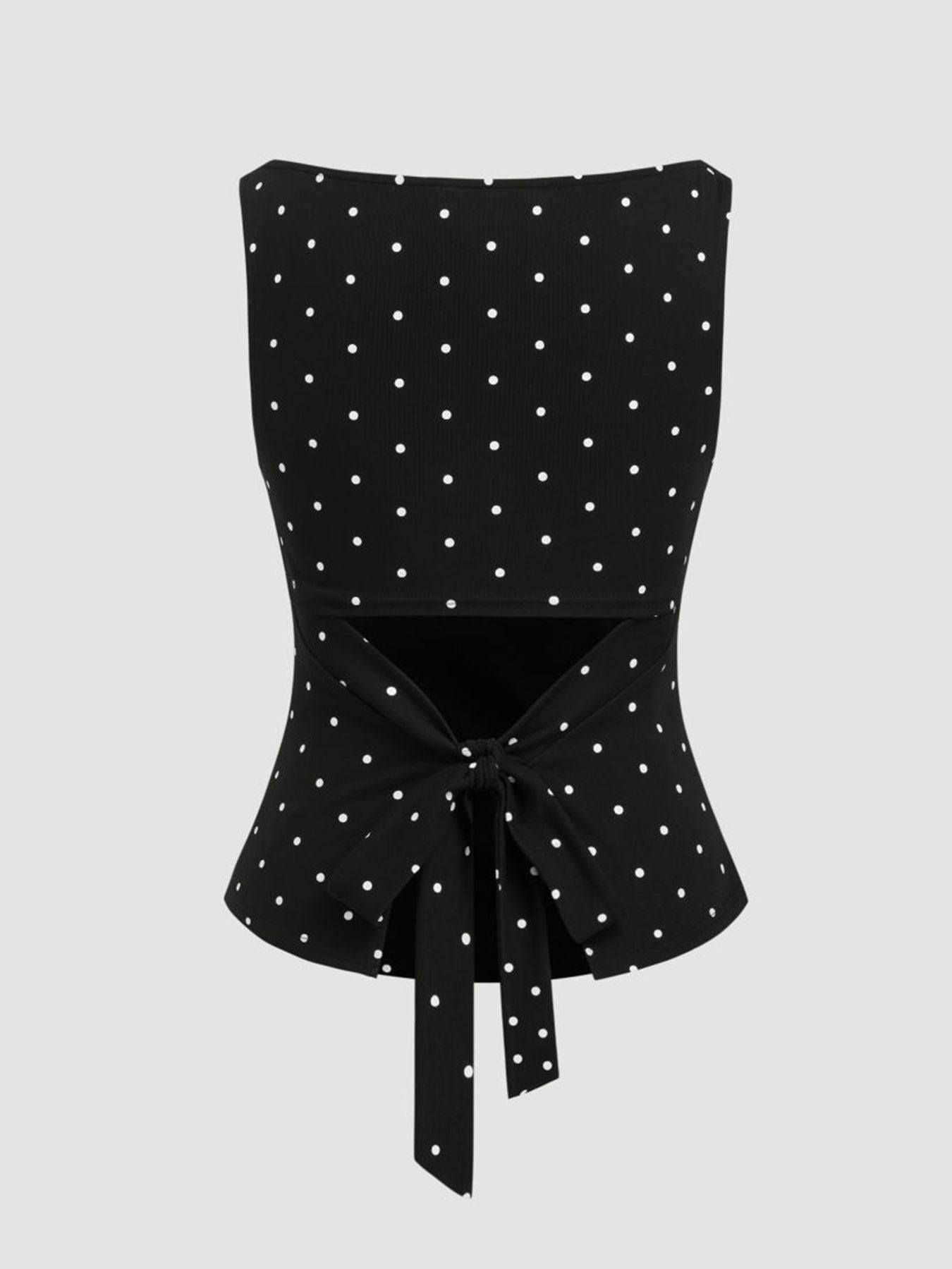 👗🎀 Women's Polka Dot Tank Top, Summer Sleeveless Knot Design, Y2K Style, Slim-Fitting, Round Neck, Back Tie, Casual Wear