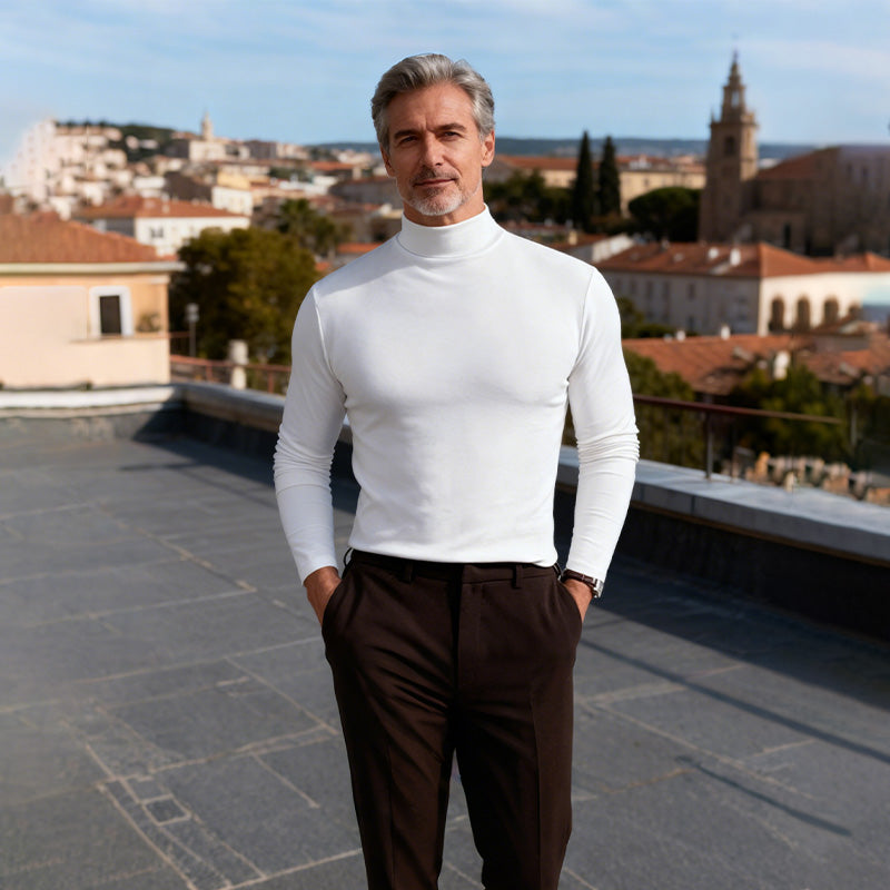 👔 Mens High Neck Slim Fit Long Sleeve T-shirt