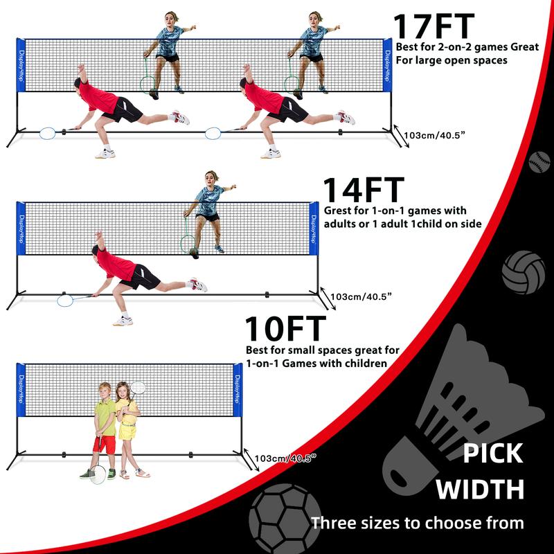 Portable Badminton & Tennis Net Set – Adjustable 3–6m Width, Easy Setup