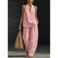 Women's Halter V-Neck Sleeveless Top & Wide Leg Pants 2 Piece Set