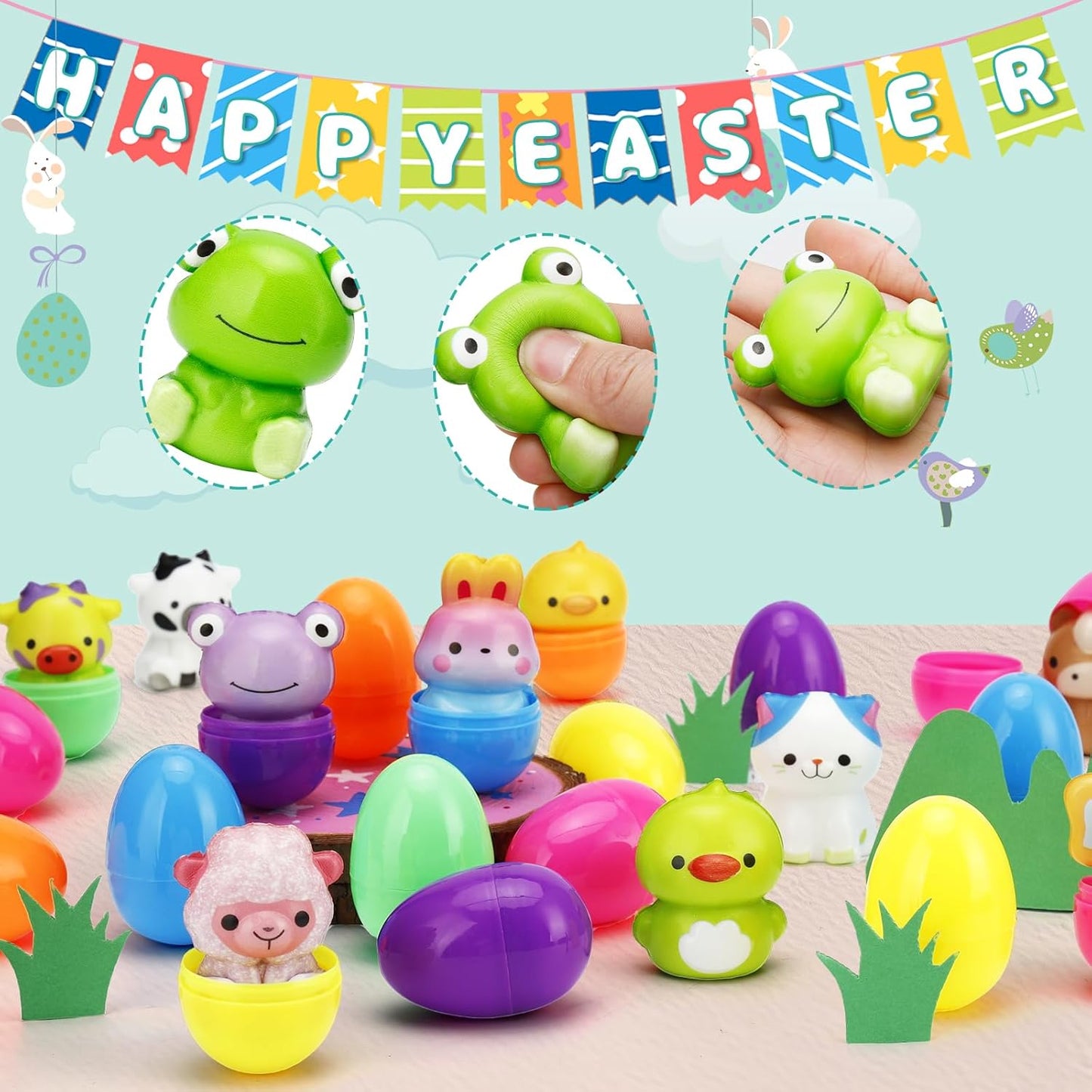 🔥Last Day Special Price !!⚡50K+ SOLD🎁12/24PCS Easter Eggs Prefilled Slow Rising Squishy Toys