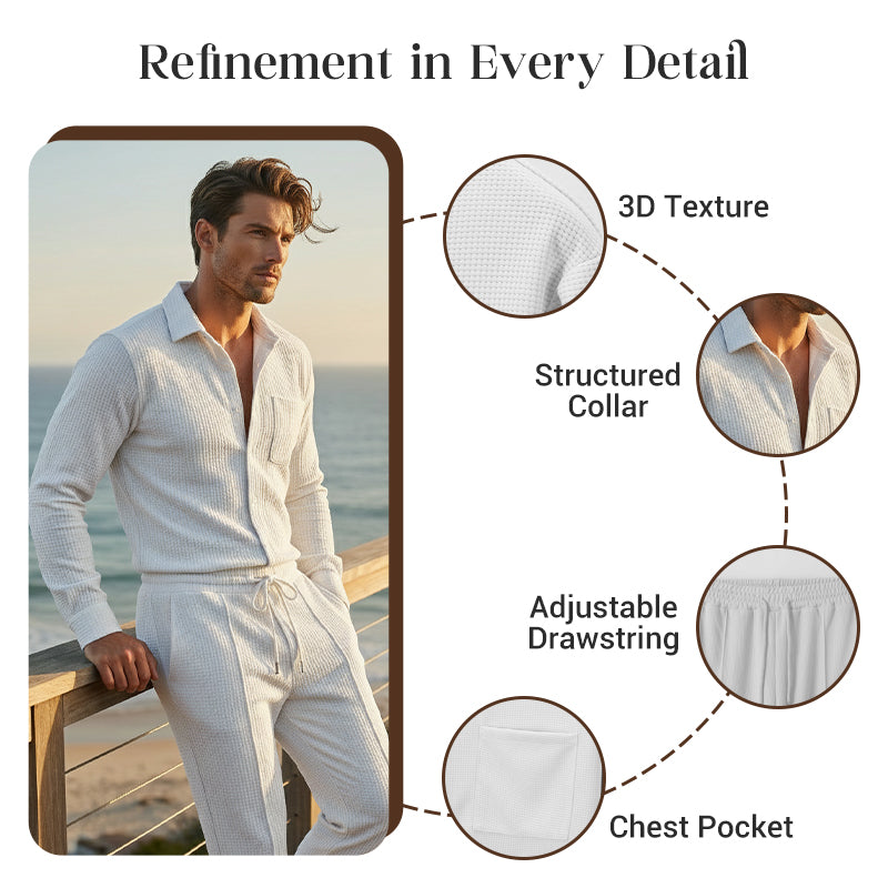 🎁2026 New Arrivals 50% OFF💥Men’s Casual Waffle Shirt Pants 2-Piece Set