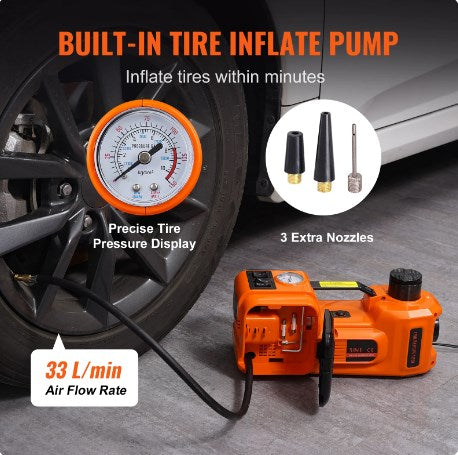 Electric Car Jack, 5 Ton/11023 LBS Hydraulic Car Jack, Portable Car Jack Lifting with Built-in Inflatable Pump and LED Light, Car Jack for SUV MPV Sedan Truck Change Tires Garage Repair