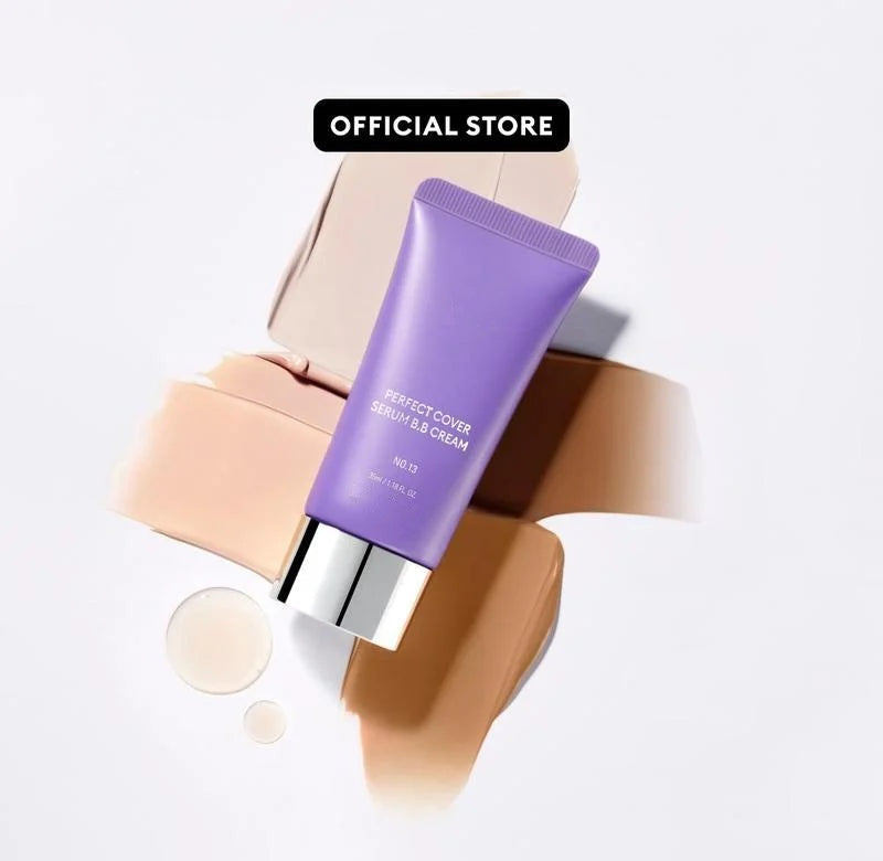 Perfect Cover Serum BB Cream (35ml) - Bifida Ferment Lysate Serum-Infused BB Cream for Anti-Aging Skin Rejuvenation, Skin Tint, Tinted Moisturizer, Skin Care Foundation Makeup,Superfood Complex,Glass Skin CardiBB OGBB PurpleBB