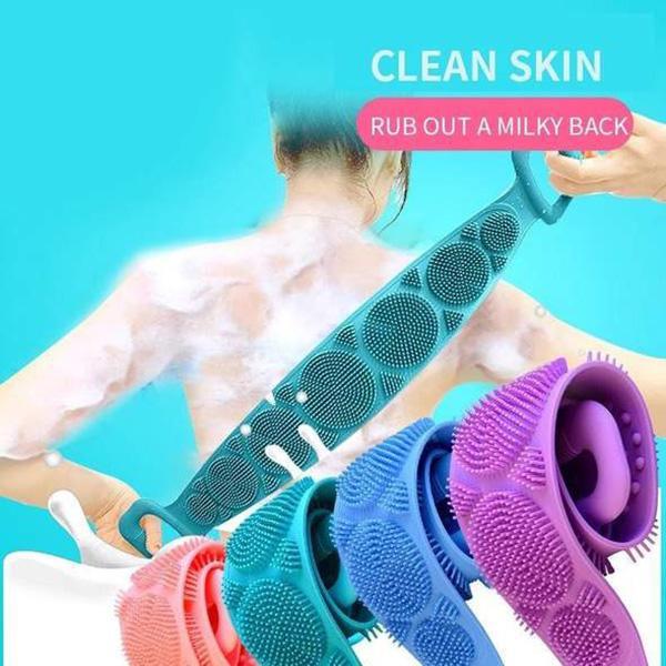 🧼Double-Sided Silicone Back Scrubber, Exfoliating Body Brush Strap, Gentle Bathing Accessory for All Skin Types, Body Brush for Showering, Flexible Silicone Body Brushes