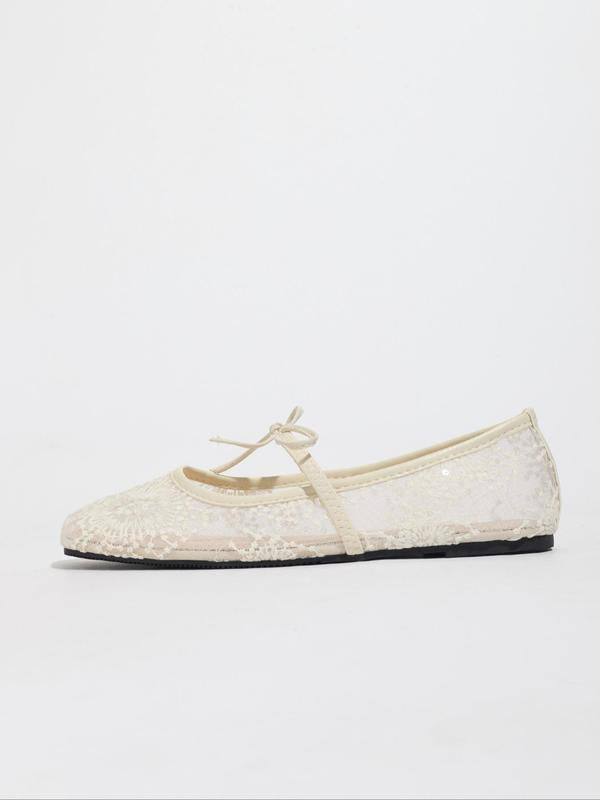 Elegant Mesh Ballet Shoes with Bow