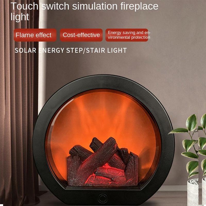 🔥Smart Touch Electric Fireplace Lamp, Decorative Fireplace Lantern LED Light, Simulation Light with Touching Switch, USB/Battery Powered Fireplace Light for Home Room Decor