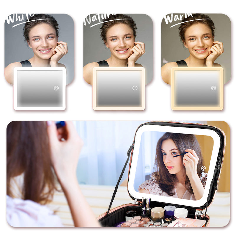 ✨ 50% OFF & Free Shipping ✨ Flawless Makeup Anywhere – Portable LED Mirror Makeup Bag! ✨