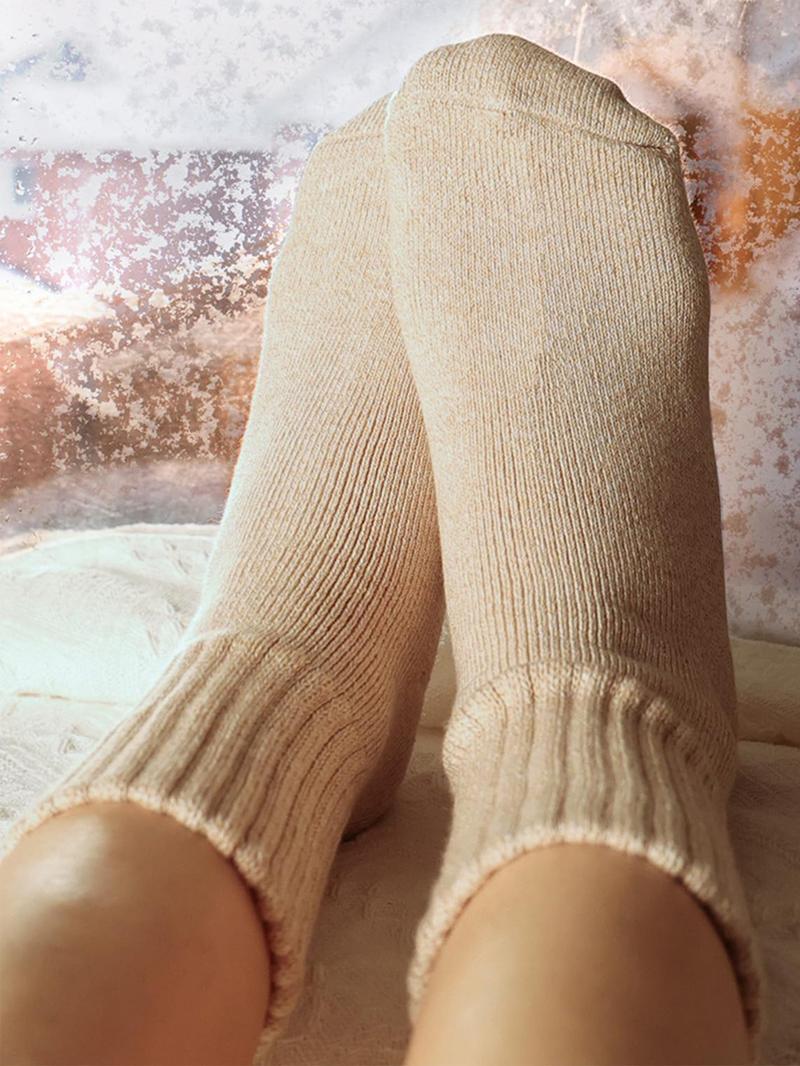 Nyzfexk Women's Solid Mid-calf Socks, Casual Soft Comfy Warm Socks for Fall & Winter