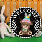 🐇 Easter Sale: 50% OFF！！💥Highland Cow Sign Interchangeable Welcome Sign with Magnet Detachable Hats Cute Cattle Hanging