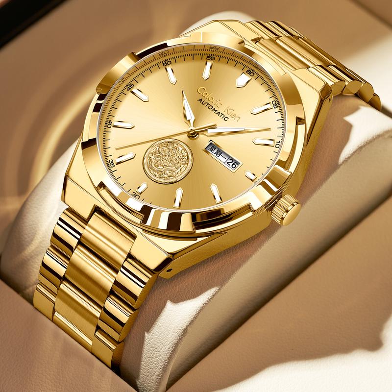 Calonic Kien Men's Luxury Swiss Automatic Gold Watch