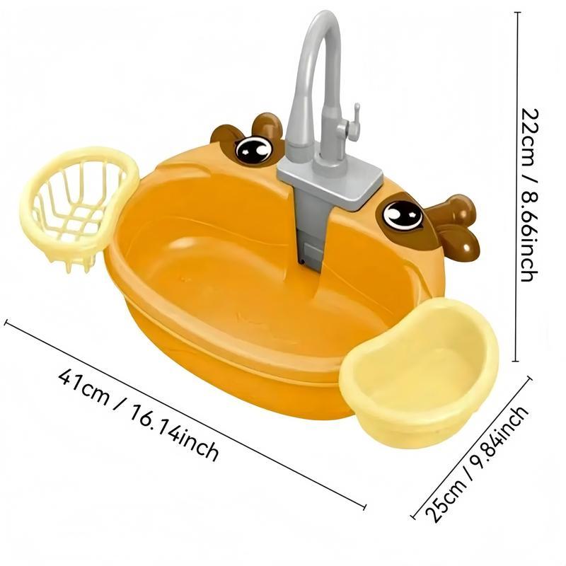 Cute Kitchen Sink Toy Set with Water Faucet, Play Kitchen Accessories, Pretend Cooking Set, Fun Pretend Play for Boys & Girls Ages 3-6, Parent-Child Interaction Birthday Gift