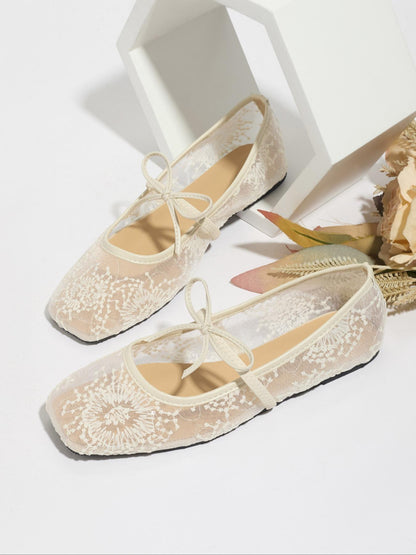 Elegant Mesh Ballet Shoes with Bow