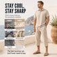 Men Summer Linen Set Loose Shirt and Cargo Shorts Two Piece Outfit