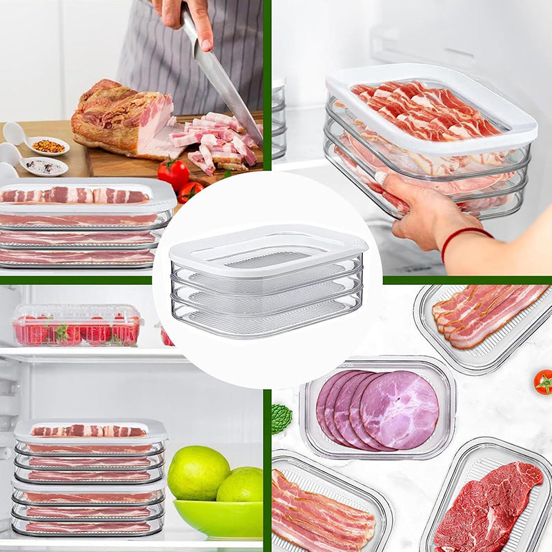 📢📢40% OFF !! ⏰3 Layer Reusable Food Storage Containers with Lid Clear Fridge Crisper