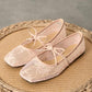 Elegant Mesh Ballet Shoes with Bow