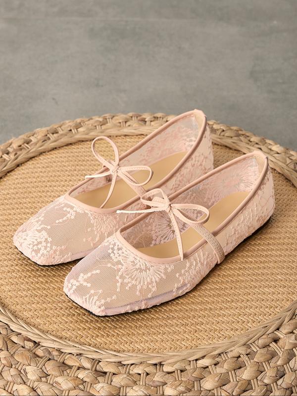 Elegant Mesh Ballet Shoes with Bow