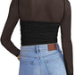 Women's Sparkle Mesh Sheer Long Sleeve Ruched Top