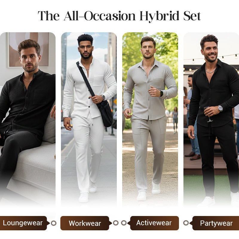 🎁2026 New Arrivals 50% OFF💥Men’s Casual Waffle Shirt Pants 2-Piece Set