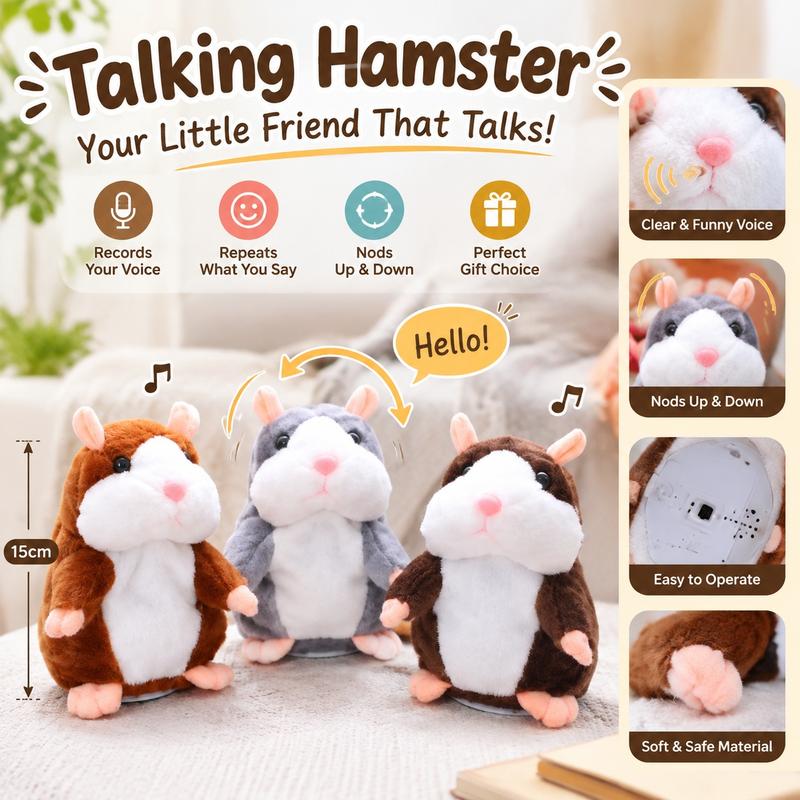 🐹 50% Off Now ✨ Talking Hamster Plush Toy — Repeats Your Voice & Bobs Its Head 🎁