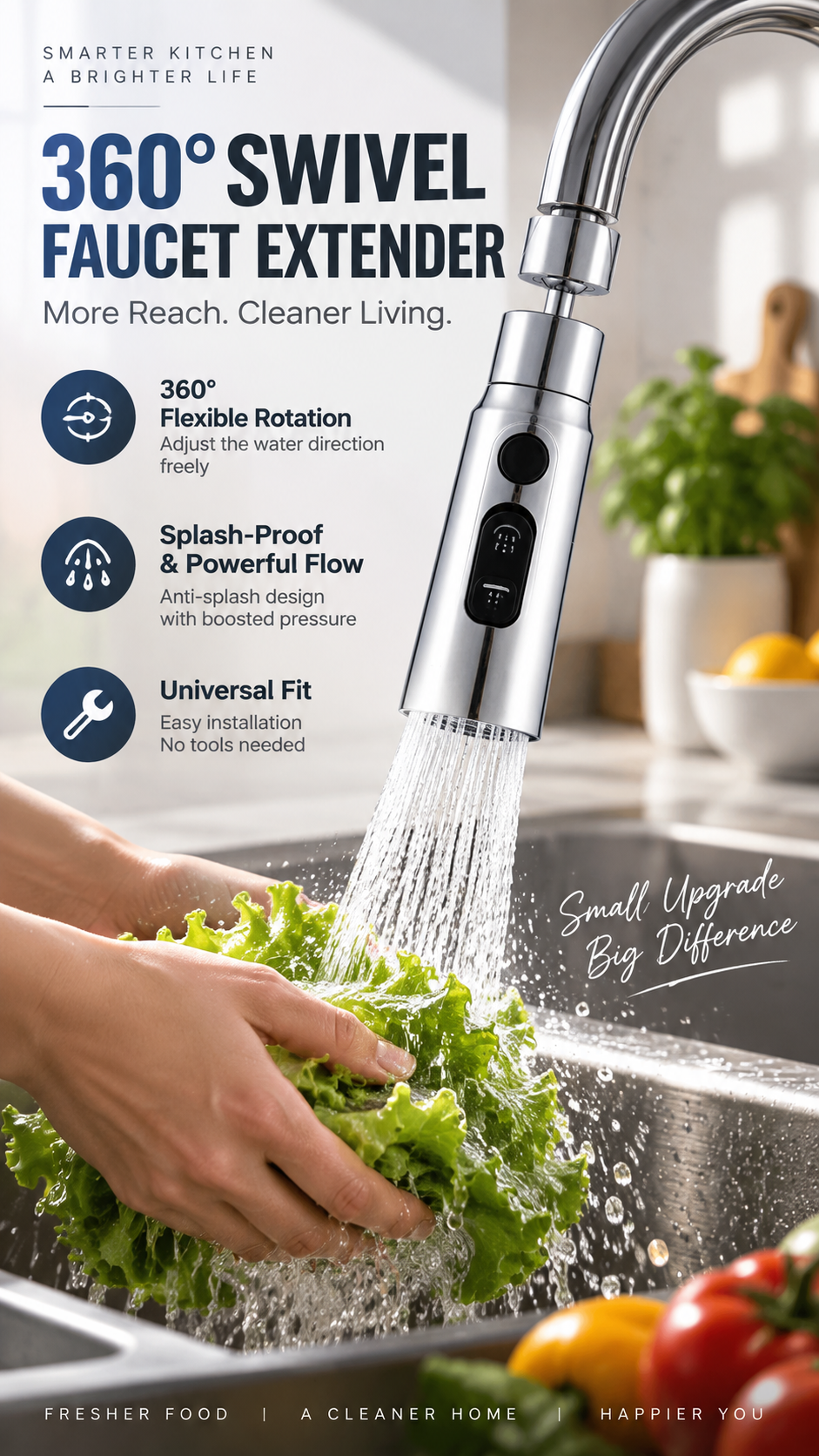 💧🔄 360° rotating high-pressure tap with adapter - flexible water flow for easier cleaning 🚰✨