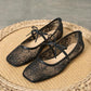 Elegant Mesh Ballet Shoes with Bow