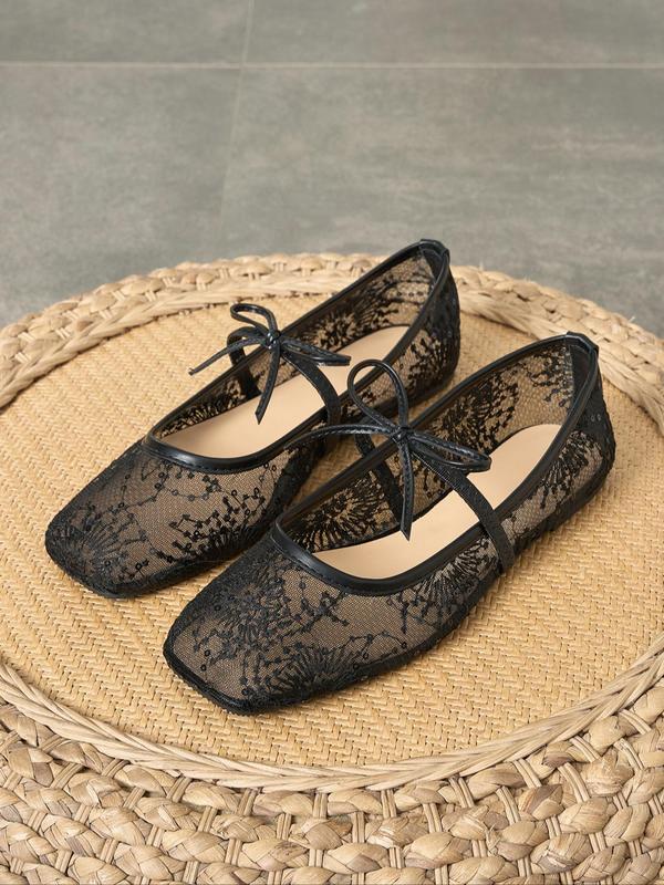 Elegant Mesh Ballet Shoes with Bow