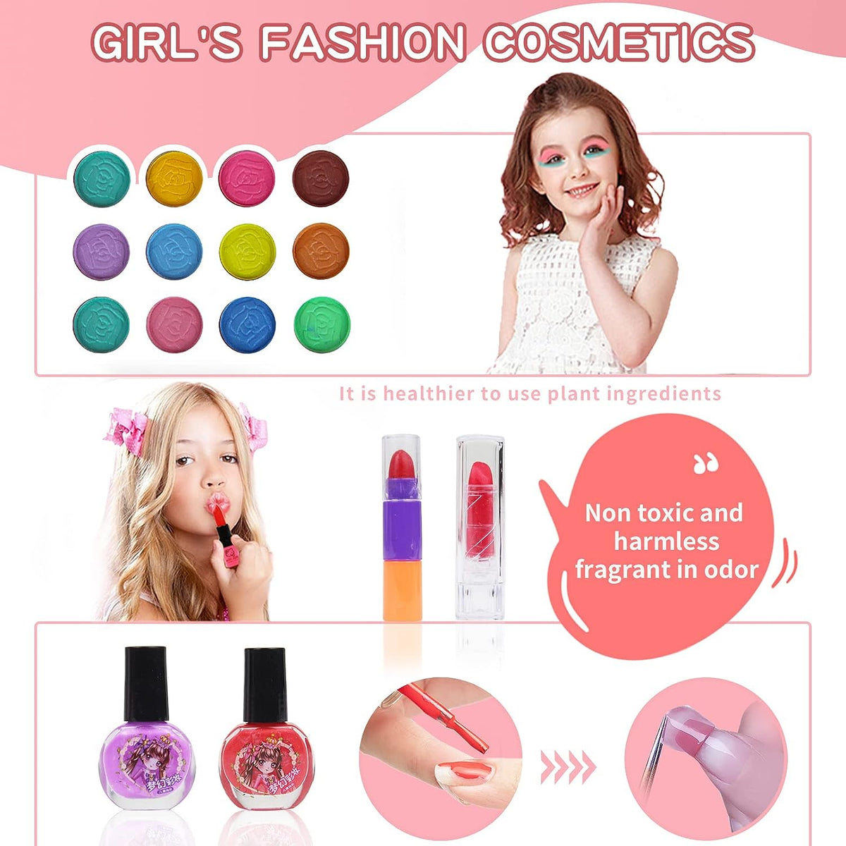 👑 LIMITED-TIME 50% OFF! 💖✨Non-Toxic Portable Kids Pretend Makeup Set, Washable Play