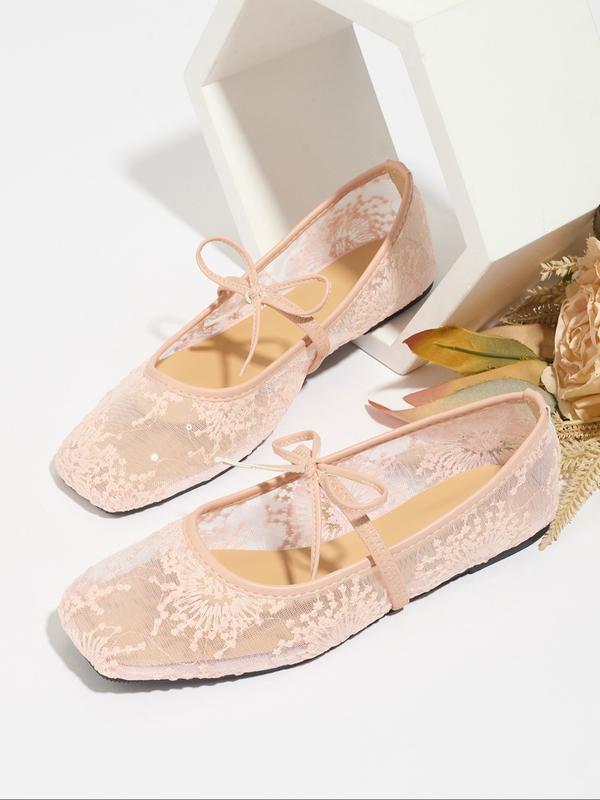 Elegant Mesh Ballet Shoes with Bow