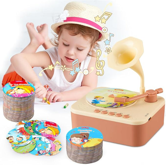 🏆Flash Sale⚡Hot Sale 49%OFF 💥🎶Kids Phonograph with 99 Cards👶Early Education Phonograph Story Machine