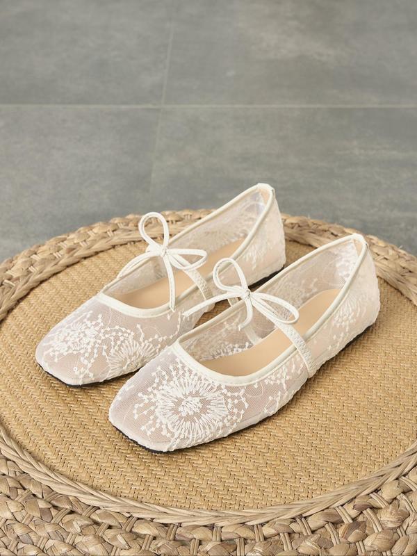 Elegant Mesh Ballet Shoes with Bow