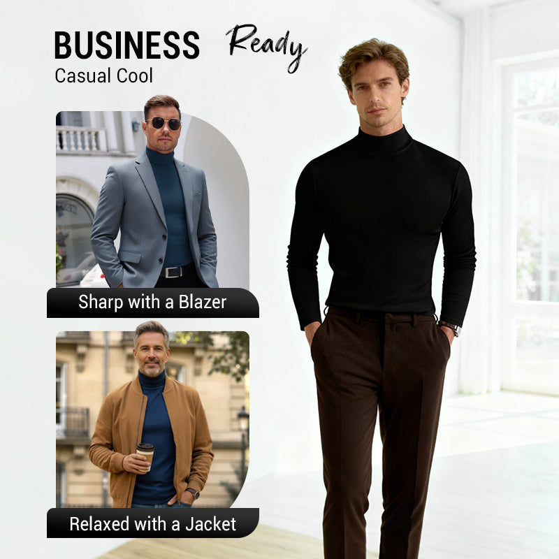👔 Mens High Neck Slim Fit Long Sleeve T-shirt