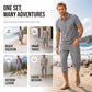 Men Summer Linen Set Loose Shirt and Cargo Shorts Two Piece Outfit